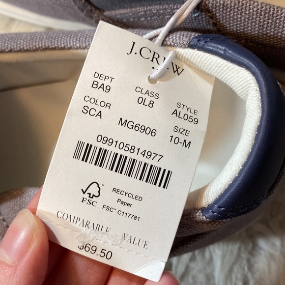 NWT J. Crew Factory Explorer Gray Canvas Slip On Boat Shoes sz 10 - Picture 10 of 10
